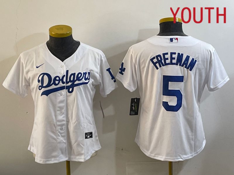 Youth Los Angeles Dodgers 5 Freeman White Game 2024 Nike MLB Jersey style 1120